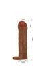 Realistik Testise Geçmeli Penis Kılıfı - 2.5 cm Dolgulu, Kahverengi - Resim 2
