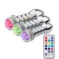 10,1 cm Küçük Boy Boğumlu LED Işıklı Kumandalı Anal Vajinal Plug - Gümüş - Resim 5