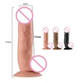 Et Dokulu Vantuzlu Damarlı Ultra Gerçekçi Dildo, Ten Rengi, 21.5 cm - Resim 3