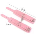 Fantezi BDSM Deri Kelepçe, Pink - Resim 3