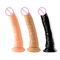 Vantuzlu Damarlı Ultra Gerçekçi Dildo, 22cm - Esmer Ten Rengi - Resim 3