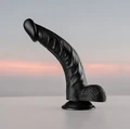 Realistik Vantuzlu Eğri Damarlı Dildo, 24 cm - Resim 2
