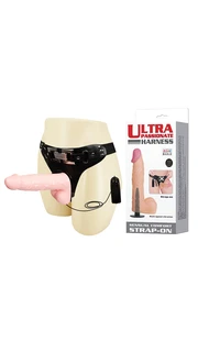 16,5 cm Belden Bağlamalı İçi Dolu Titreşimli Strap-on