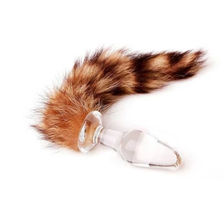Tilki Kuyruklu Cam Başlıklı Anal Plug 27 cm