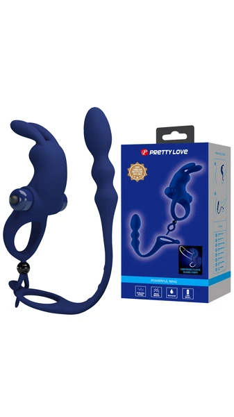 Mavi Tavşan Penis Halkası - 10 Titreşimli, 3 Katmanlı Anal Plug 2si 1 Arada