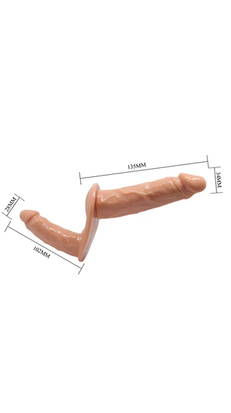 13.5 Cm Realistik Strap-on - Belden Bağlamali, Çift Tarafli, İçi Dolu