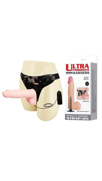 16,5 cm Belden Bağlamalı İçi Dolu Titreşimli Strap-on