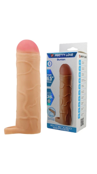 Realistik Penis Kılıfı - 2.5 cm Dolgulu, Testise Geçmeli