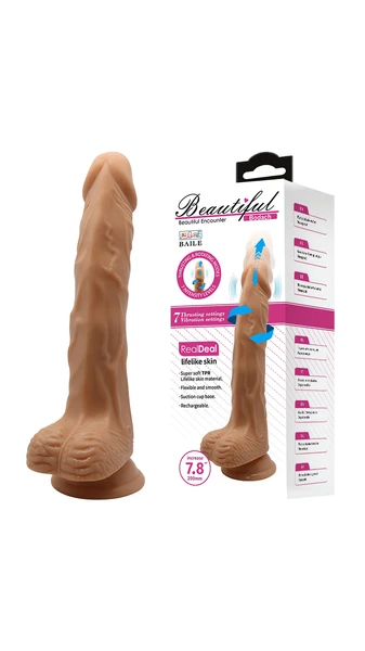 20 cm Ten Realistik Penis Vibratör - 7 İtmeli, 7 Döndürmeli, Üstün Teknoloji