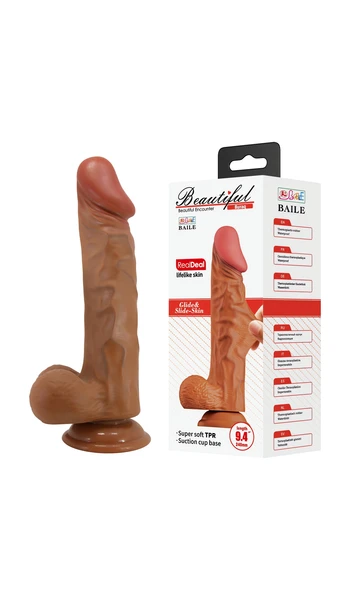 24 cm Realistik Dildo - Testis Damarlı, Gerçek Cilt Dokulu