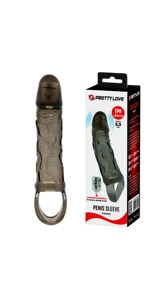 Penis Kilifi - 3 cm Dolgulu, Titreşim Fonksiyonlu, Siyah