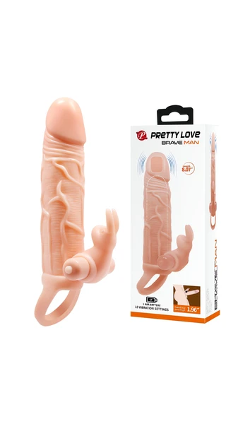 5 cm Dolgulu Çift Titreşimli Premium Penis Kılıfı, 10 Fonksiyonlu