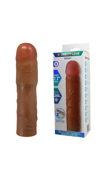7.6 cm Dolgulu Kahverengi Premium Silikonlu Penis Kılıfı