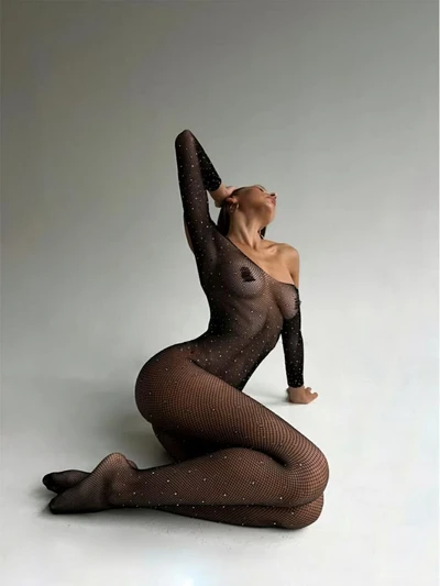 Baştan Çıkarıcı Vücut Çorabı - Parlak, Dantel, Transparan