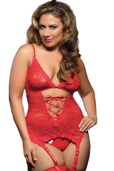 Büyük Beden Babydoll - Kelepçeli, Jartiyerli