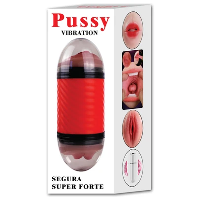 Çift Taraflı Realistik Titreşimli Vajina Ağız Mastürbatörü