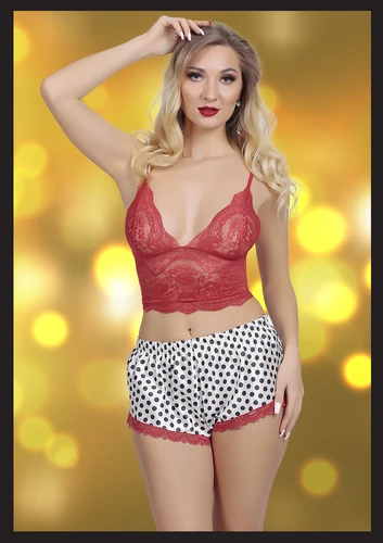 Şortlu Takım - Kırmızı Desenli