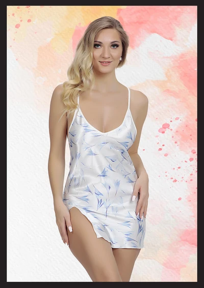 Mavi Desenli Kadın Gecelik