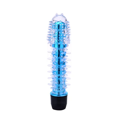 17 cm Tırtıklı Güçlü Titreşimli Jelly Vibratör, Mavi
