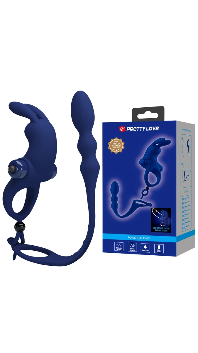 Mavi Tavşan Penis Halkası - 10 Titreşimli, 3 Katmanlı Anal Plug 2si 1 Arada