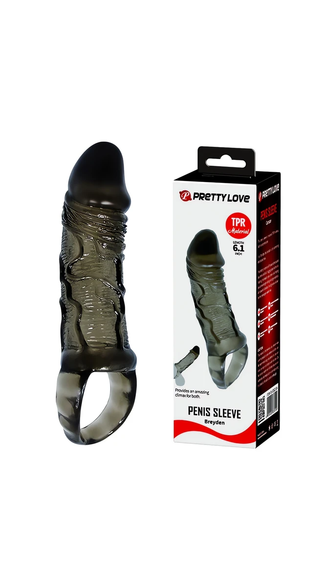 15,5 Cm Premium Silikon Penis Kılıfı, Siyah