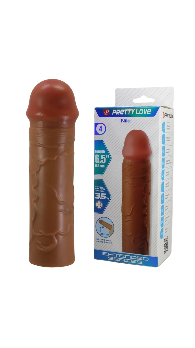 2,5 cm Dolgulu Uzatmalı Penis Kılıfı, Kahve Rengi