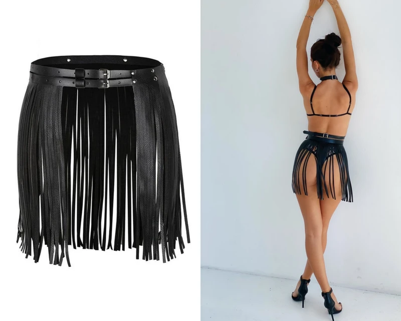 Bdsm Püsküllü Deri Kemer