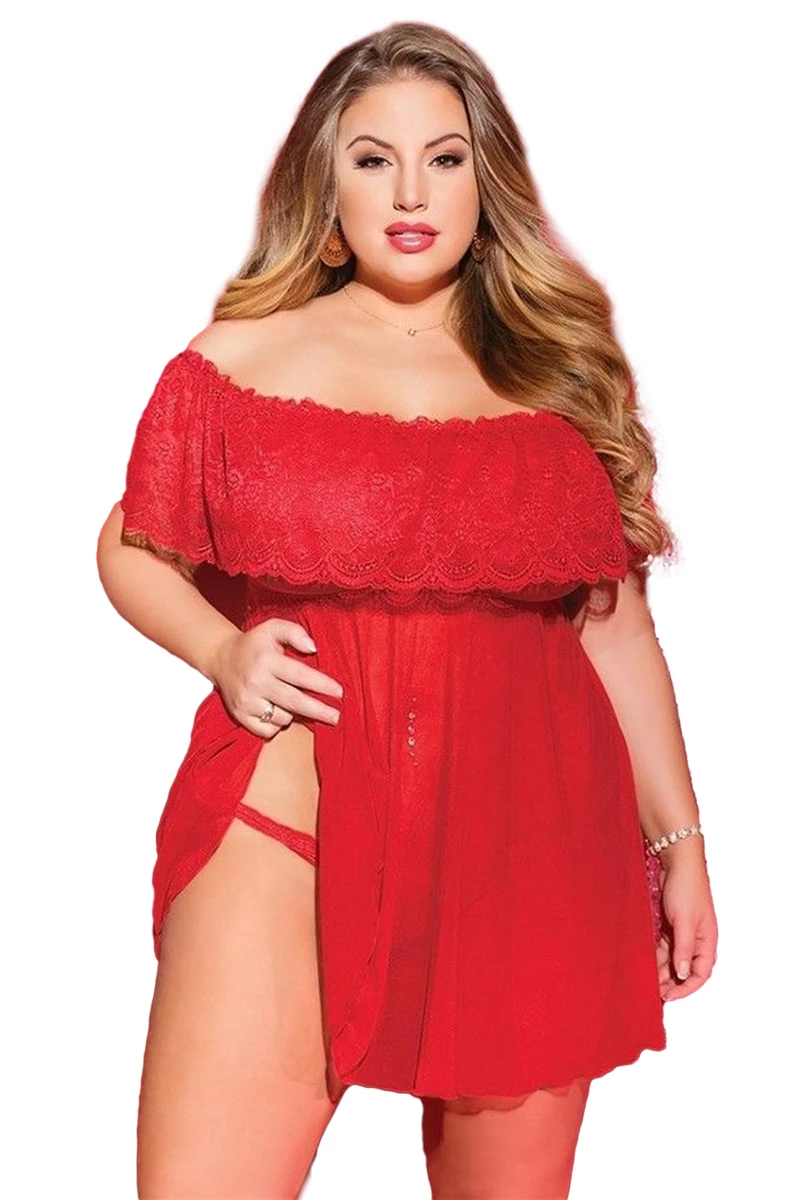 Büyük Beden, Dantel Detaylı Gecelik