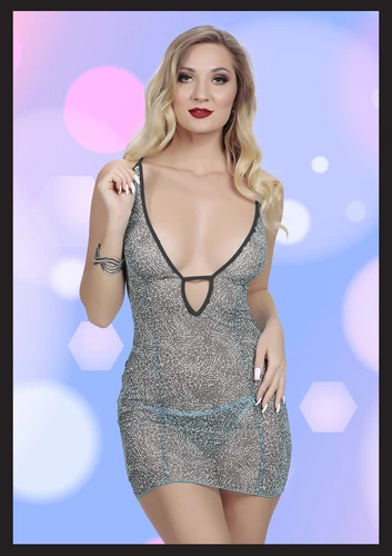 Desenli Dekolteli Seksi Gecelik