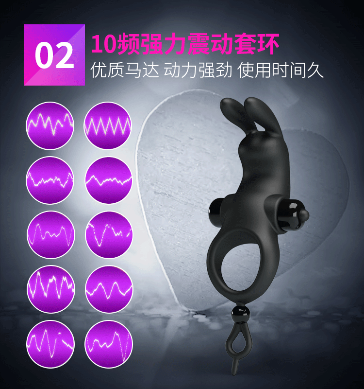 Tavşan Penis Halkası Anal Plug Seti - 10 Titreşim Fonksiyonlu, 3 Katmanlı, Siyah - Resim 11