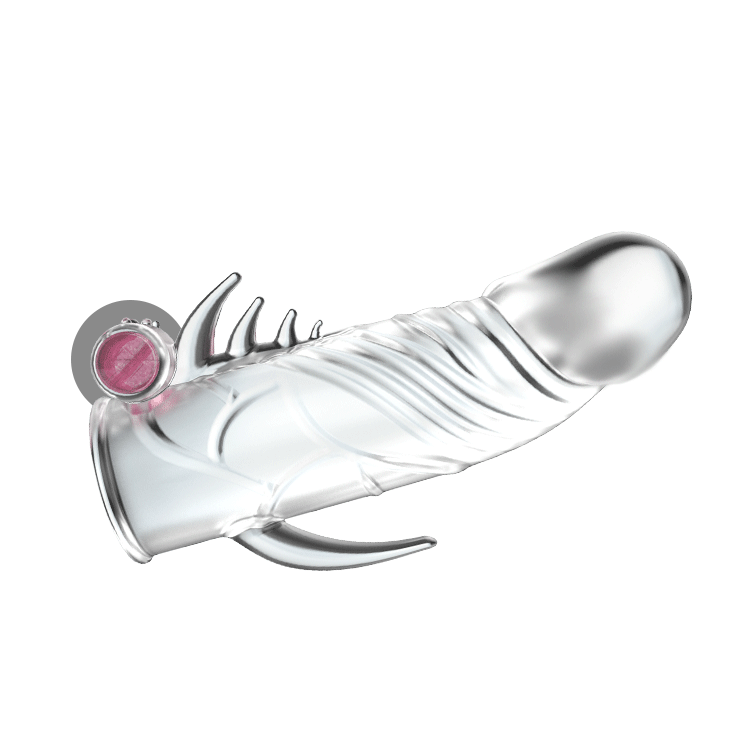 13 Cm Şeffaf Penis Kılıfı - Titreşimli, Klitoris Uyaricili - Resim 6