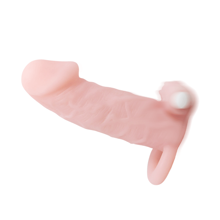 15 cm Uzatmalı Penis Kılıfı - Damarlı, Titreşimli, Ten Rengi - Resim 6
