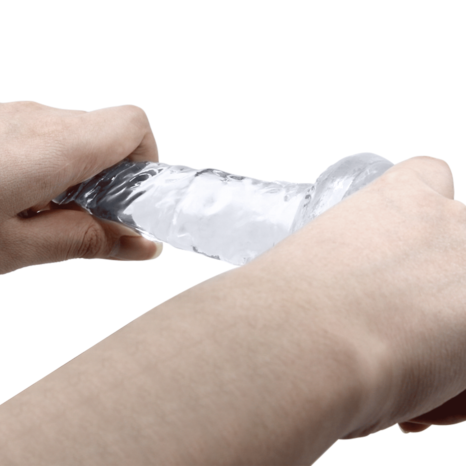 17 cm Şeffaf Jel Dokulu Damarlı Realistik Dildo - Resim 6