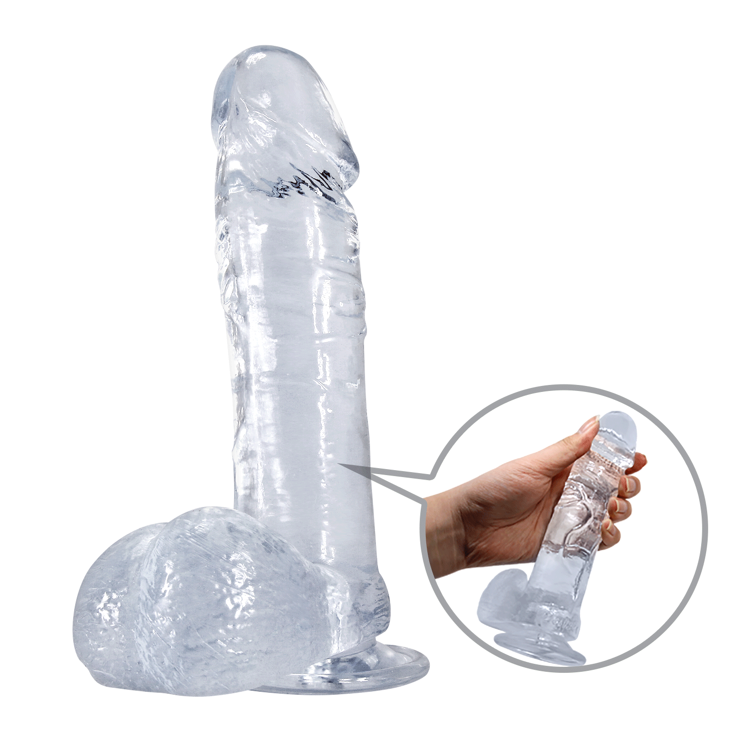 19 Cm Şeffaf Damarlı Realistik Dildo - Resim 3