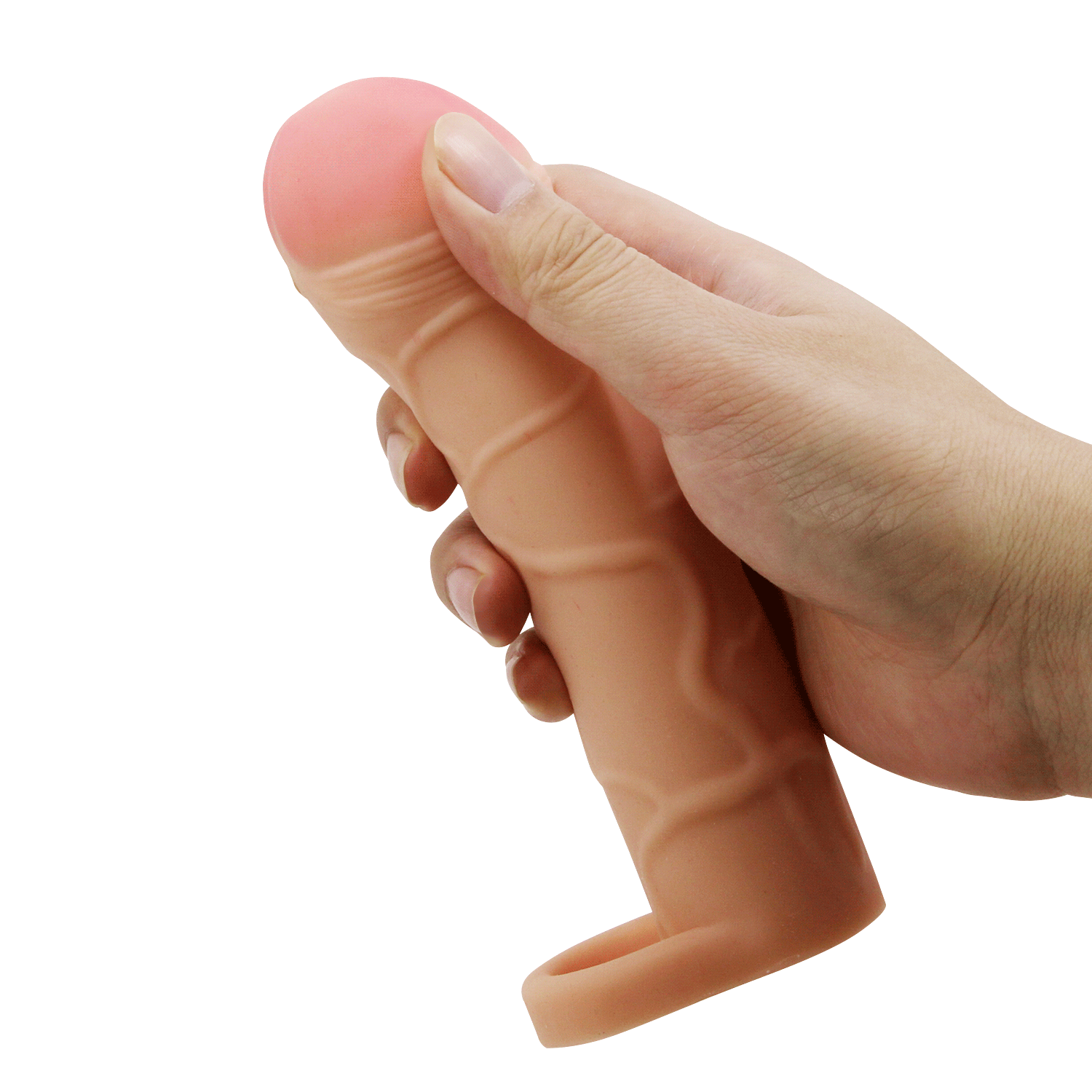 Realistik Penis Kılıfı - 2.5 cm Dolgulu, Testise Geçmeli - Resim 8