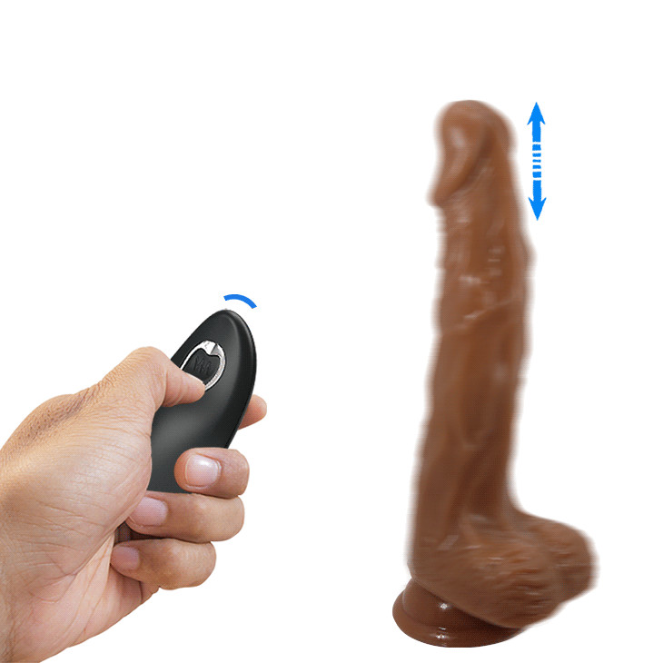 21 cm Kumandalı Realistik Penis Vibratör - 7 Titreşimli, 7 Döndürmeli, İtmeli - Resim 5