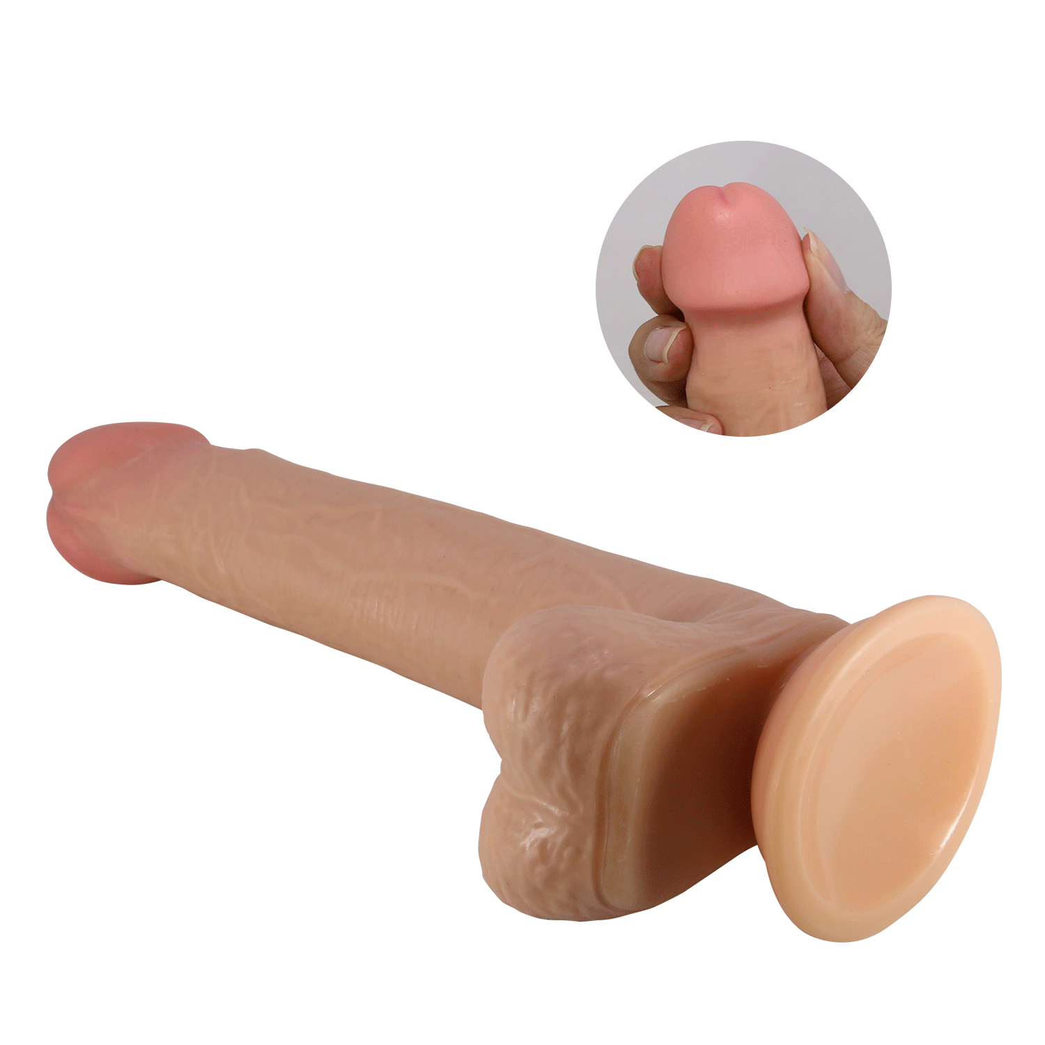 22 cm Ten Rengi Vantuzlu - Realistik Dildo - Resim 7