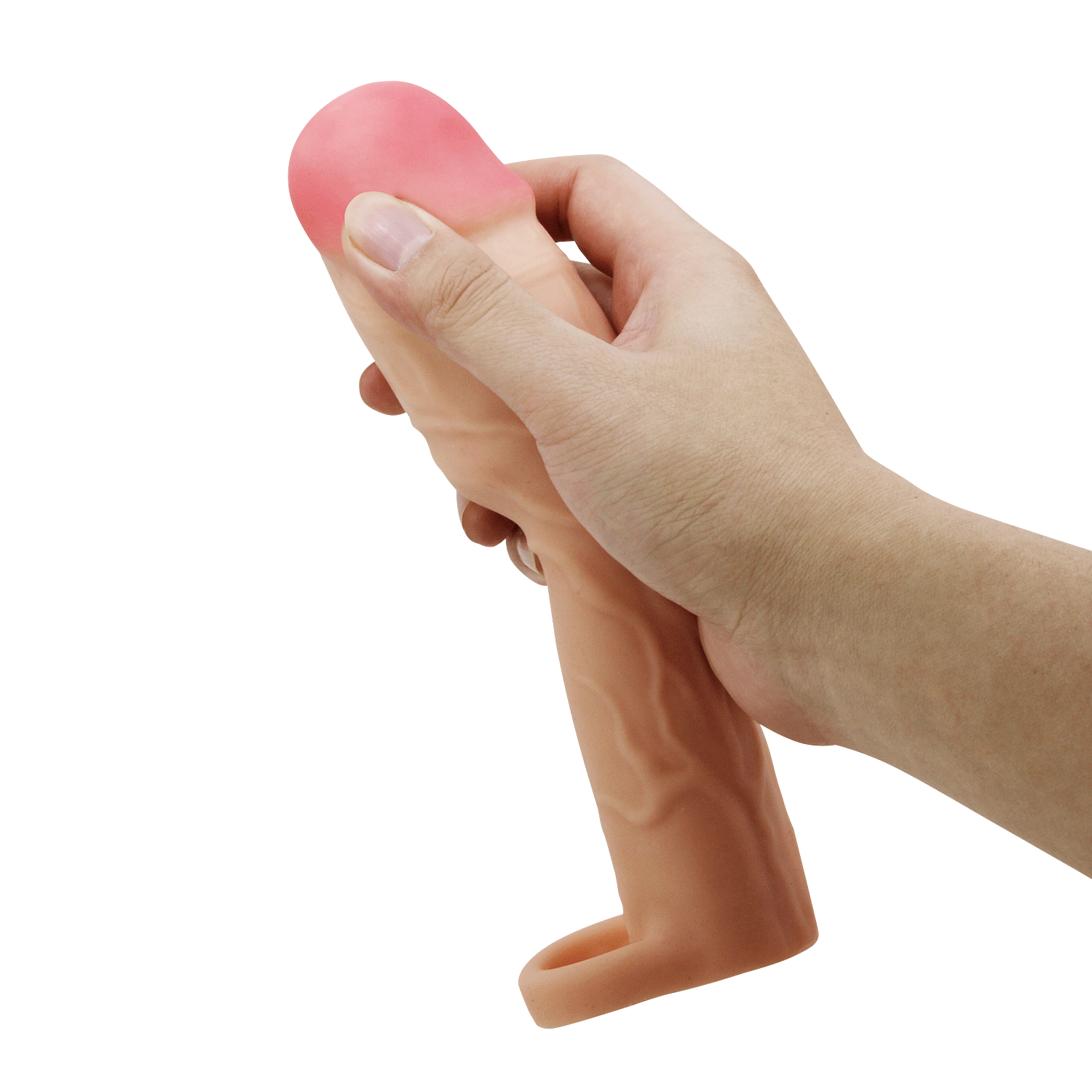 7.6 cm Premium Dolgulu Ten Rengi Silikonlu Penis Kılıfı - Resim 7
