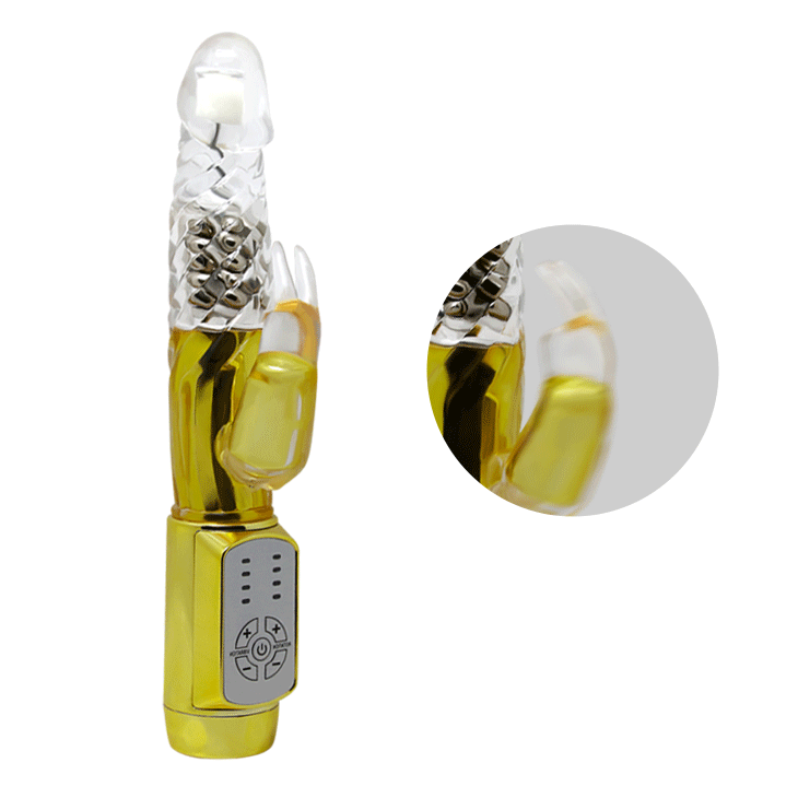 Altın Renk Rabbit Vibratör - Oynar Başlı, Klitoris Uyaricili - Resim 7