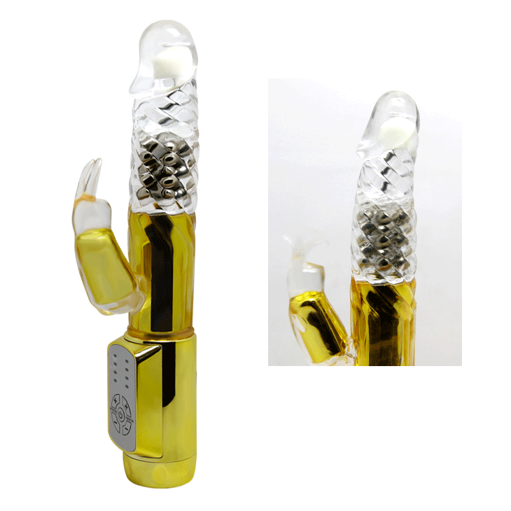 Altın Renk Rabbit Vibratör - Oynar Başlı, Klitoris Uyaricili - Resim 8