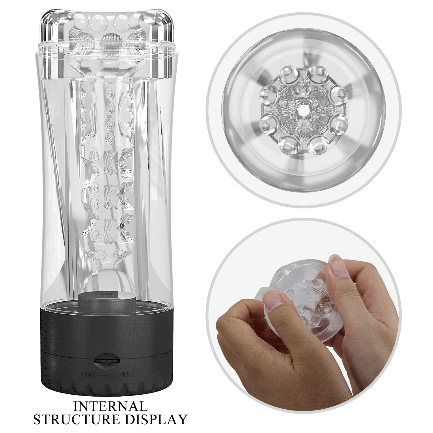 Kupa Mastürbatör - Şeffaf, Titreşimli - Resim 9